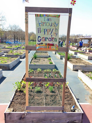 Sign says I am deliriously happy in my garden