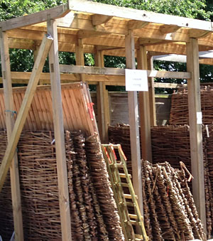 Willow panels at a garden center