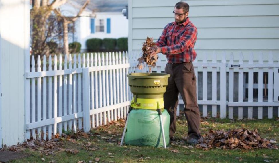 shredding leaves for sheet composting 